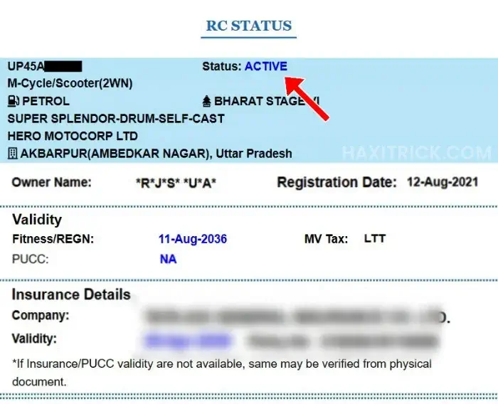 check rc details status