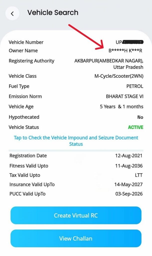 Mparivahan android application mparivahan app owner name check