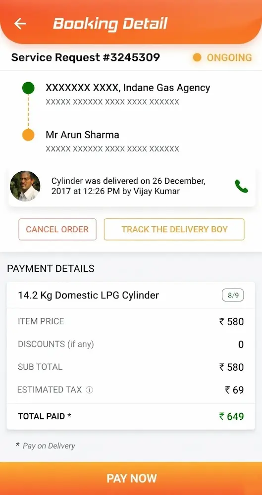 booking details pay online