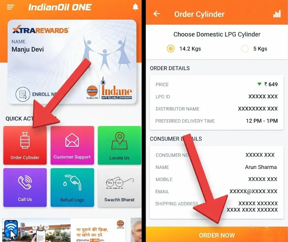 order cylinder indian oil app