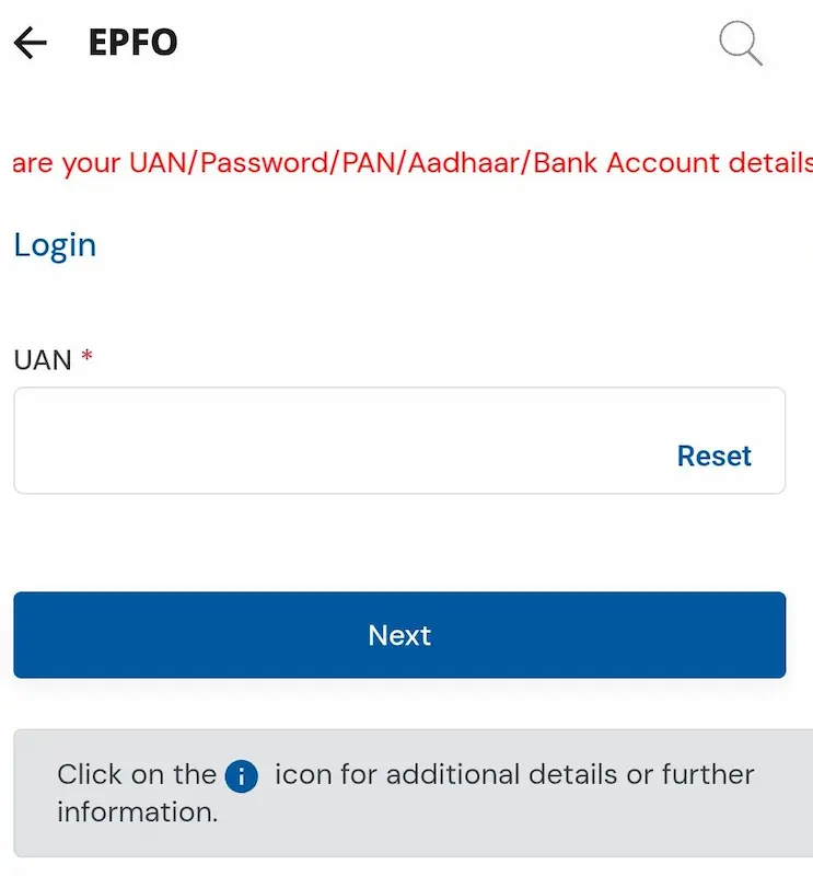 enter uan number verify