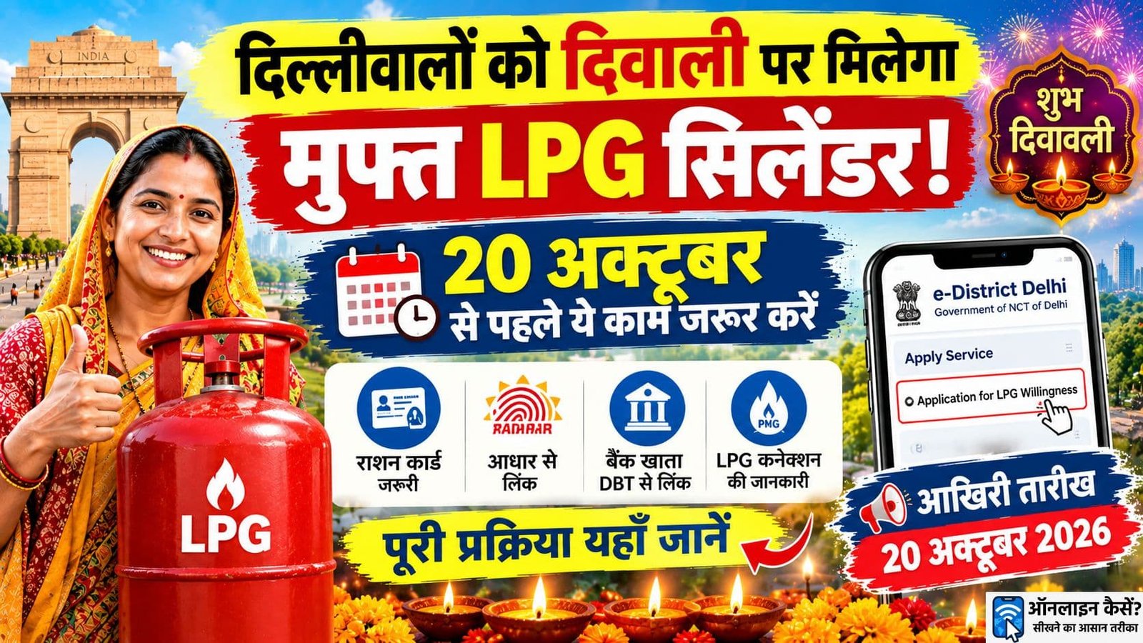 दिवाली 2026 पर दिल्ली फ्री LPG सिलेंडर योजना और Willingness दर्ज करने का तरीका