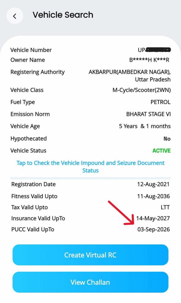 nextgen mparivahan pucc check