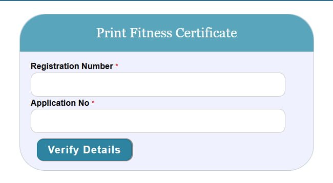 Print Fitness Certificate with Registration-no