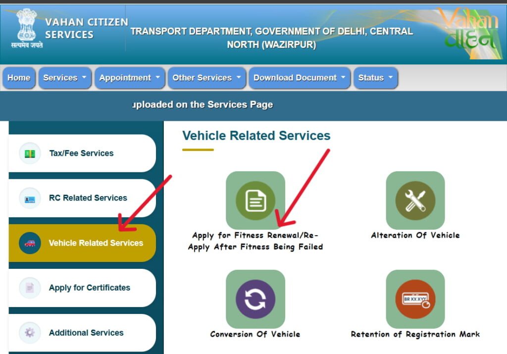 vehicle related services for fitness renewal